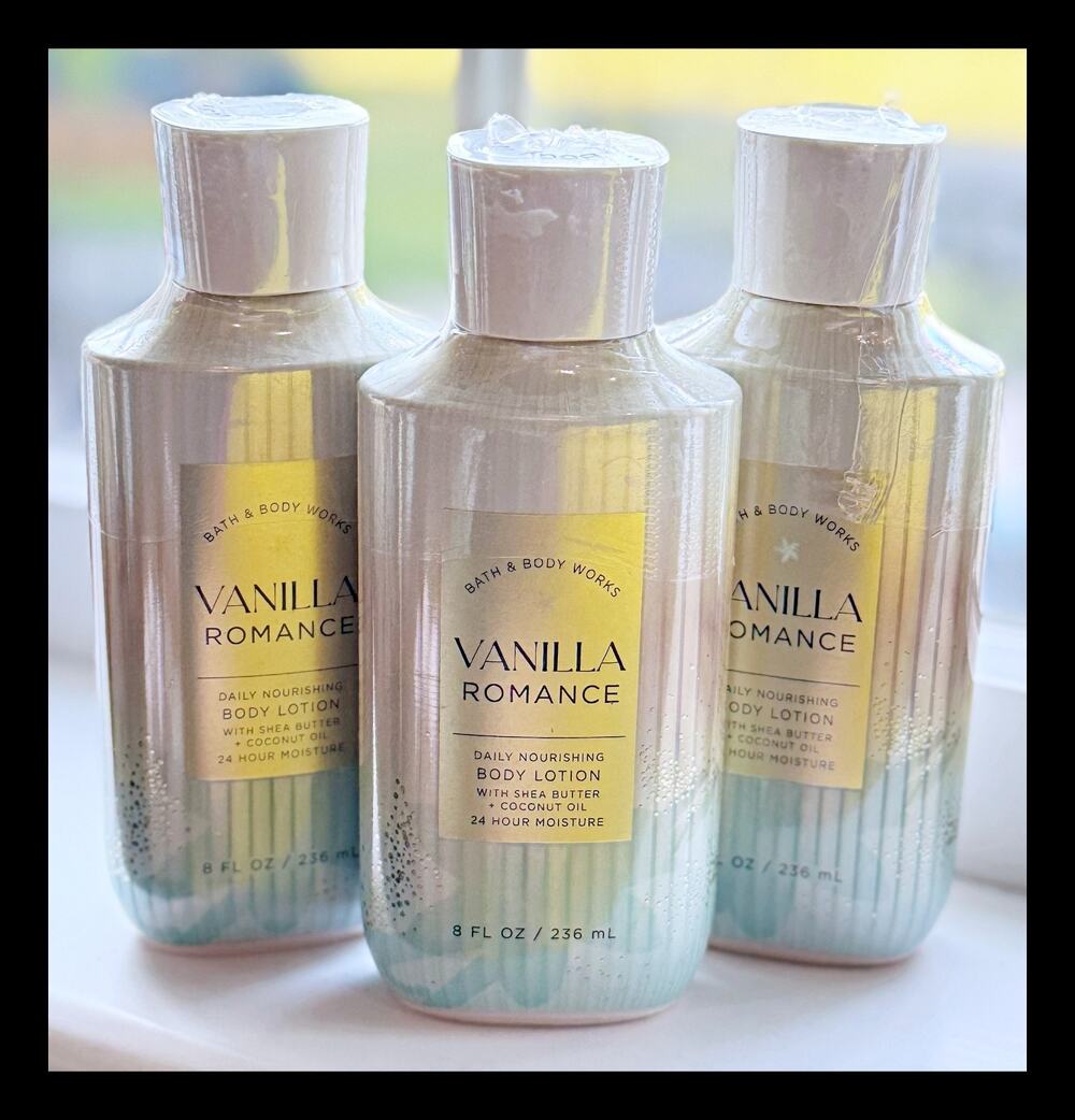 Bath & Body Works 8 oz Vanilla Romance Daily Nourishing Body Lotion x3